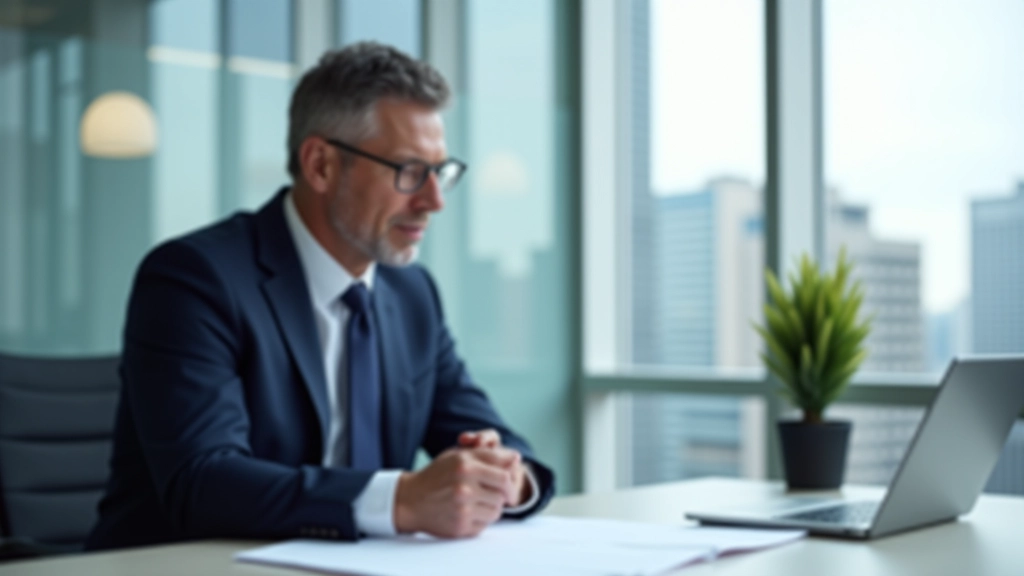 Professional compliance officer reviewing regulatory documents in modern office environment