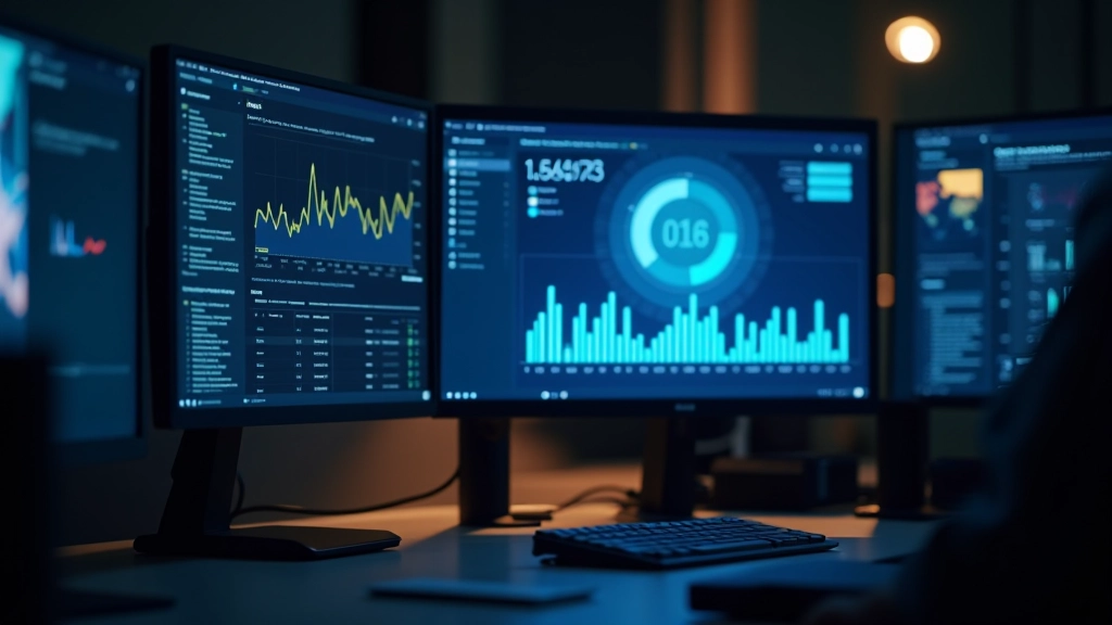 Computer monitor showing training progress with accuracy metrics improving over epochs, neural network loss decreasing